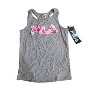 Girls Grey & Pink Camo Logo Fila Tank size M